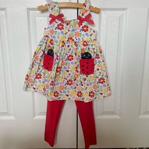 Ladybug sundress with matching leggings set